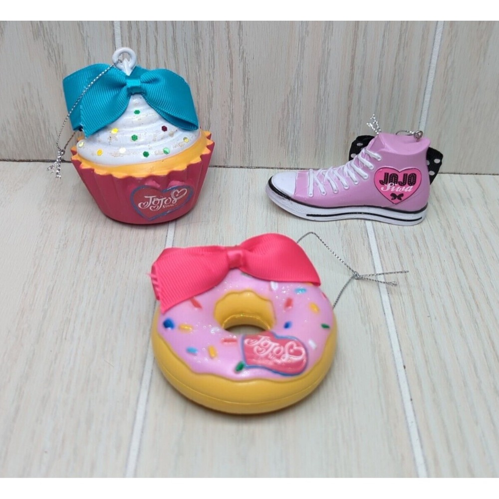 Jojo Siwa Lot 3 Christmas Tree Ornaments Donut cupcake High top sneaker shoe bow